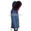 Myfur Women Warm Jeans Parka Chaqueta with Super Big Size Raccoon Fur Hood