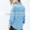 Classic Pointed Collar Faded Wash Denim Shirt Wholesale Woman Shirt With Double Chest Pockets