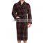 Long Sleeves Men Plaid Fleece Bathrobe Gift Set