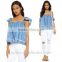 wholesale off shoulder top sexy ladies jeans top design