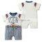 summer navy style short sleeve flat angle baby romper