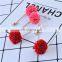 Fur Ball Lace Tassel Long Pearl Dangle Drop Stud Earrings
