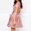  Designer One Piece Party Dress Pink Midi Prom Dress With Embroidery and Cap Sleeve