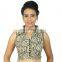 Beautiful black and offwhite printed blouse with a shirt collar for women