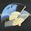 21cmL bamboo craft custom advertising fabric fan with handle