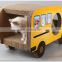 Funny cat corrugated paper yellow school bus for cat scratching/ claw grinding toy