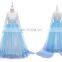 New Snow Queen Anna Elsa 2 Christmas Dress Kids Halloween Carnival Elsa Costume Girls Crystal Light Blue Long Sleeve Elsa Dress