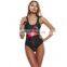 Hot sale swimsuit Come here daddy letter print split plain women one piece swimwear bikini