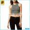 Yellow jacquard plain custom sexy stretch fit ladies racer crop top wholesale cheap
