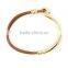 hot new red leather bracelet with gold brass tube clasp bangle for girls
