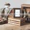 Wholesale brown gray wood wine boxes storage crates with handles, set of 3