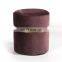 Modern Short Plush Round Brown MDF Velvet Fabric Foam Lounge Furniture Small Ottoman Chair Foot Stools For Home