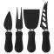 4 pieces Matte black stainless steel cheese slicer cheese knife set with TPR handle