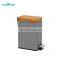 Entry-level basic 6L stainless steel rectangular pedal bin bamboo lid soft close inner bucket home bathroom kitchen trash bin