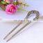 Vintage Hair Accessories Antique Bronze Plated Hairpins U shape Hair Stick Pin Woman Rhinestone Flower Hair Jewelry