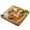 Eco-friendly Bamboo Cheese Board pizza steak tray storage plate kitchen tray plate with 4 Piece Cutlery Cheese Knife Set