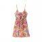 2025 Fashion Seaside Ball Lotus Leaf Edge European and American French Printed Strap Skirt