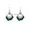 Ladies Vogue Peacock Blue Tassel Shell Silver Hook Hoop Earrings Designs                        
                                                Quality Choice