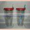 plastic double wall cup with straw and lid- 16OZ/21OZ