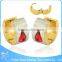 ZS11042 latest design gold plated hoop earrings big white square stone earrings