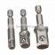 Socket Bit Adapter Drill Nut Driver Power Extension Bar 3pc Set 1/4" 3/8" 1/2"