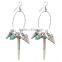 Antique silver turquoise green dangle style collection earring