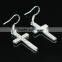18k gold crystal cross dangle earrings