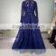 ASAM-07 Floor Length Zipper Back Tulle Lace Pearls Beaded Flowers Long Sleeves Blue Evening Dress                        
                                                Quality Choice