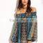 Blouses latest fashion design women clothing Multicolor Print Off The Shoulder Split Sleeve Blouse