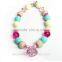 Latest fashion beautiful cute chunky party matching elegant large bead necklace for kids