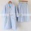 100% Cotton Waffle Robe Blue Waffle Bathrobe Thin Robe For Summer and Spring Hotel Bathrobe