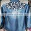 2015 Fashion 100%cotton High Quality Ptined Denim Girl Shirt