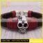 Jingli jewelry stainless steel silver jewelry cheap skull bead head bracelet for men, skull bracelets for men and women