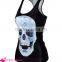 Black Floral Skull Print Summer Tank Top BX007 tank top women