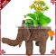 Cute natural material woven indoor decorative animal elephant planter