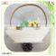 Hand Carved Large Arched Handle Wood Flower Basket