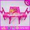 2017 New design home / school / pink wooden girls table and chairs W08G197