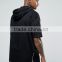 Hot Sale Custom Dropped shoulders Short Sleeve Side Zip With Hood Black Men's 100% Cotton Casual Oversized Pullover Hoodies