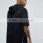 Hot Sale Custom Dropped Shoulders Short Sleeve Side Zip With Hood Black Men's 100% Cotton Casual Oversized Pullover Hoodies