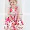 2016 summer new big flower printing sleeveless dress bowknot vest girls skirt