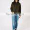 MGOO Plain Basic Velour Classic Fit Hoodie Front Pocket Olive Green Velvet Pullover Men