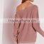 China OEM Winter Autumn Pullover Wide Neck Sweater Women Cashmere Ladies Jumpers Off Shoulder Jumper Pink