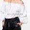 Off Shoulder Long Ruffle Sleeve Bardot Top Woman