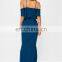 Chic Style Blue Strappy Frill Fishtail Long Maxi Dress