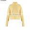Yellow Mid Weight Roll Neck Patch Pocket Chunky Knit Sweater