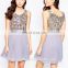 Ladies Beaded Sleeveless Short Prom Applique Dresses for Party Wear