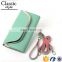 CR fully stocked cheap fancy a casual shoulder pu surface inlaid iron border with long belt black envelope purse silicon bag