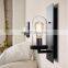 Tonghua Vintage LED Decor Wall  Lamp Clear Glass Shell Black Metal Home Pub Coffee Retro Light