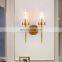 Modern Brass Gold Glass Wall Lights Double Heads Bedroom Led Wall Lamp