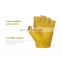 HANDLANDY Yellow Cowhide Leather Driving Sport Gloves Vibration-Resistant Fingerless Leather Motorcycle Cycling Gloves For Men